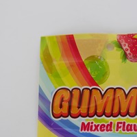 Sachet en plastique imprimé sur mesure avec fenêtre transparente, trou de suspension, motif fruits colorés, emballage autoportant