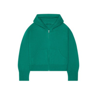 Großhandel Maßgeschneiderte Retro Casual Raglan-Ärmel Reißverschluss Großer Kapuzenpullover Unisex Dick Einfarbig 100% Baumwolle Gestrickter Cardigan Damen-Pullover