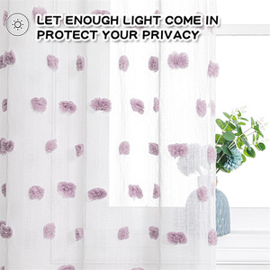 Pannelli per finestre Pom Pom Boho fattoria tende trasparenti per camere da letto per bambini bambini - Product Image 3