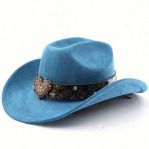 Chapeau de cowboy occidental tendance en daim végétalien avec large ceinture thermique – Collection Automne Hiver 2025 - Product Image 6