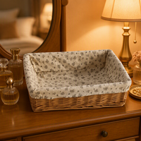 Panier de rangement tissé à la main avec doublure, petit panier de rangement en saule pour la maison, l'armoire, les étagères, les articles divers, les cosmétiques