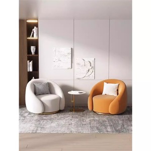 Fauteuil de relaxation en tissu de luxe léger, style nordique, design minimaliste, pivotant, modèle Tiger, pour salle à manger et salon, détente - Product Image 4