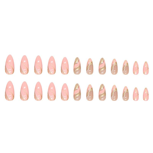<span class=keywords><strong>Ongles</strong></span> Artificiels Minimalistes à Rayures Dorées en 3D, <span class=keywords><strong>Faux</strong></span> <span class=keywords><strong>Ongles</strong></span> Longs, Personnalisables, Design, 24 Pièces - Product Image 2