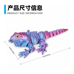 Modellino di Iguana Stampato in 3D Multicolore con Occhi Realistici e Design Sfumato, Figura da Collezione - Product Image 5