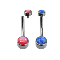 Bijoux de Piercing de corps ASTM F136/G23 bijoux de corps en titane, ensemble de Double lunette à filetage interne, anneaux de nombril en pierre d'opale