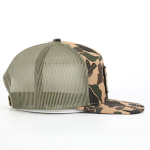 الجملة OEM مخصص عالية الجودة 7 لوحة القطن حك شارة مطرّزة شعار شبكة Snapback كامو قبعة سائق الشاحنة قبعة - Product Image 4