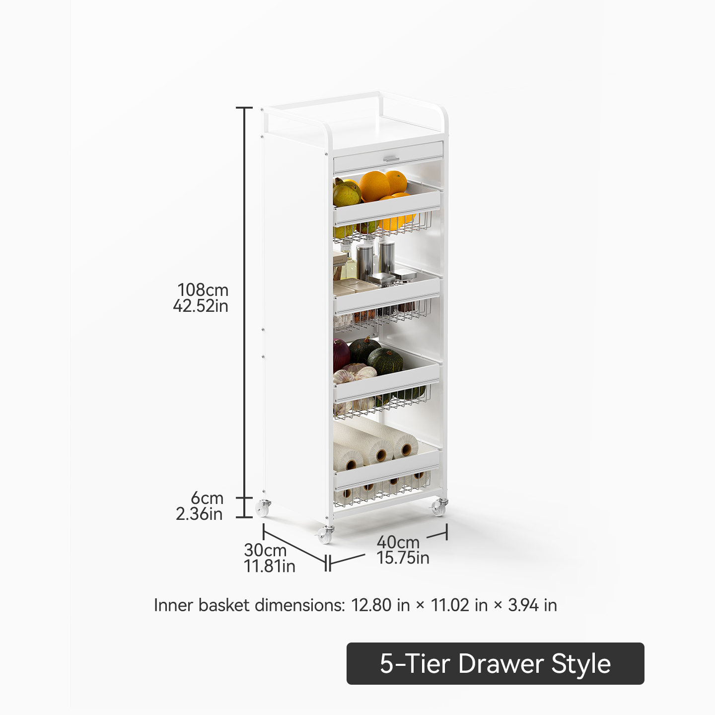 White-5-Tier Drawer Style