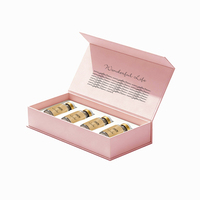Boîte d'emballage rigide magnétique rose haut de gamme faite à la main, forme rectangulaire, logo personnalisé, revêtement UV quadricolore, boîtes cadeaux