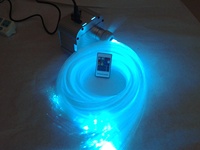 Projecteur à fibres optiques LED RGBW 27W avec roue scintillante, indice de protection IP33, construction en alliage d'aluminium, dimmable