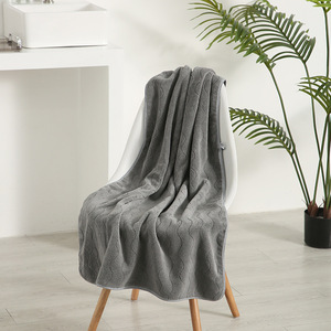 Simple Solid Color Coral Fleece <b>Bath</b> <b>Towel</b> <b>Set</b> 35x75cm 70x140cm Skin Friendly Home Use Gray Pink Blue Beige Yellow - Product Image 2