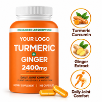 Capsules de Curcuma et Gingembre OEM à Base Végétale, Complément Alimentaire Quotidien à Base de Plantes, Formule Personnalisée Marque Privée, Fabrication en Usine