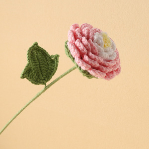 Kexiang Hand Knitted <b>Peony</b> Yarn Flower <b>Artificial</b> Bouquet For Desktop Decor Bedroom Living Room - Product Image 3