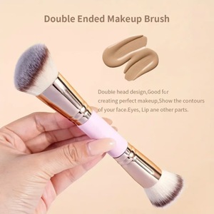 Set di 5/4/2 Pennelli Doppia Punta <span class=keywords><strong>per</strong></span> Fondotinta e Blush, in Fibra Sintetica Premium, <span class=keywords><strong>per</strong></span> Contorno, Polvere e Correttore, Rosa - Product Image 4