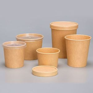 JN Papier kraft recyclable de qualité alimentaire pour emballage de fast-food Bol en papier rond jetable pour soupe - Product Image 3