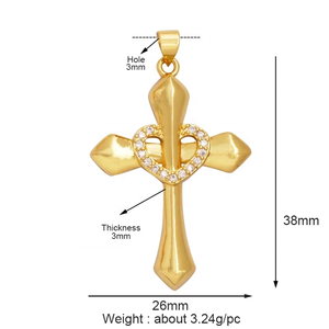 彩色立方宝石/珍珠十字宗教风格魅力吊坠，镀金镶嵌饰品手链配件P13 - Product Image 2