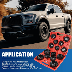 Jeu de clés à filtre à huile 15 pièces, kit d'outils de démontage de boîtier de filtre à huile de type coupelle, douille de capuchon de filtre à huile - Product Image 4