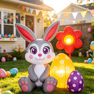 Conejo de Pascua Inflable para Exteriores con Huevos Coloridos y Adorno Floral para Jardín, Patio, Centro Comercial y Decoración de Eventos Festivos - Product Image 3