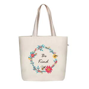 Petit sac fourre-tout en toile avec imprimé lettres, poignée supérieure, fermeture éclair, sac de shopping écologique, sac cadeau multicolore - Product Image 4