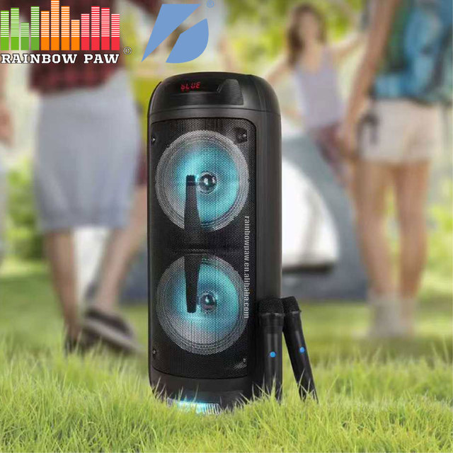 KTS-1199S Karaoke Portable Speaker Double 8 Inch Subwoofer Party Speaker Bt Usb Tf Aux Fm Mp3 Partybox Two Wireless Microphones