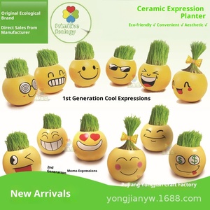 Muñeca de cabeza de hierba larga con expresión de cerámica ecológica Original, aleación DIY para interior, puesto de planta pequeña, regalo para <span class=keywords><strong>estudiantes</strong></span>, logotipo publicitario - Product Image 3