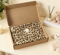 Kertas tisu sekali pakai anti minyak motif leopard beige 17gsm 50*70cm untuk pembungkus kado, buket bunga, kemasan sabun, dan pakaian