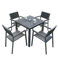 Ensemble de table et de chaises de salle à manger et d'hôtel en WPC moderne et durable pour l'extérieur, résistant aux intempéries, écologique, meubles de loisirs pour balcon
