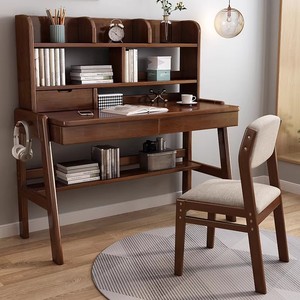 Escritorio doble de madera maciza, mesa larga para estudiantes de primaria y secundaria, escritorio de escritura en casa, sillas cómodas, uso en dormitorio para niños y niñas - Product Image 1