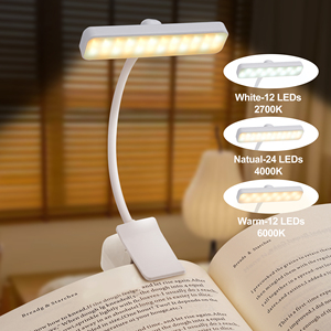 Lampe de lecture LED portable, mini lampe à clip, alimentée par piles AA, col flexible réglable, lumière de lecture à intensité variable pour le lit - Product Image 1