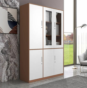 Armoire <span class=keywords><strong>de</strong></span> <span class=keywords><strong>rangement</strong></span> en acier durable, armoire métallique en acier laminé à froid avec porte en verre, porte en acier, couleur <span class=keywords><strong>bois</strong></span> naturel - Product Image 4