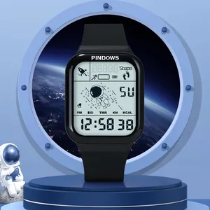 Jam tangan Digital anti air 30M, jam tangan Digital, anti air, olahraga, lari, Pedometer, grosir, baja anti karat, persegi, Stopwatch, LED, keluaran baru