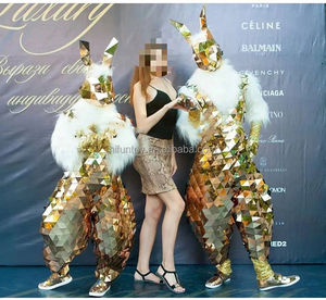 2025 अनुकूलित उच्च गुणवत्ता वाले दर्पण फेस खरगोश बन्नी कला सूट सिल्वर लेन कोस्प्ले पोशाक प्रदर्शन प्रतिभा फैशन शो - Product Image 3