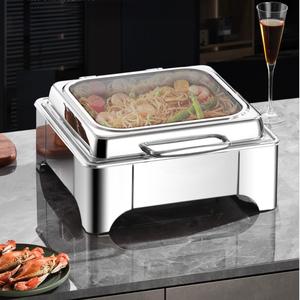 Juego de calentadores de comida tipo buffet de acero inoxidable con compartimentos y soportes para esterno para hoteles, restaurantes y catering - Product Image 1