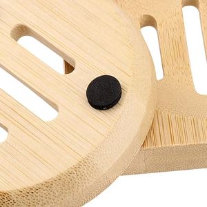 Jaboneras de madera redondas y cuadradas de madera natural con drenaje automático, diseño minimalista para uso en el baño. - Product Image 4