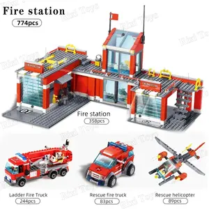 KAZI 8051 Ville Construction Véhicule Camion De Pompiers Hélicoptère Police Briques Jouets Éducatifs Pour Enfants Cadeaux Blocs De Construction Ensembles - Product Image 4