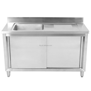 NSF Certified <b>Stainless</b> <b>Steel</b> 201/304 Square Tube Commercial Kitchen Work Table Sink Table Backsplash Cabinet Food-Grade Powder - Product Image 1
