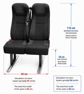 Asiento Doble Universal para Autobús con Respaldo Reclinable, Mesa Plegable para Comer y Cinturón de Seguridad - Product Image 4