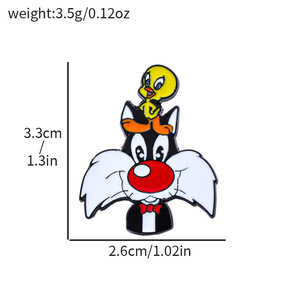 Dễ thương phim hoạt hình phim hoạt hình kim loại huy hiệu Daffy vịt thỏ chim mèo lớn hợp Kim Trâm phụ kiện mềm men Pin - Product Image 3