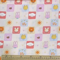 Tissu en coton tissé imprimé à carreaux avec motifs d'animaux de dessin animé pour robes - Vente en gros
