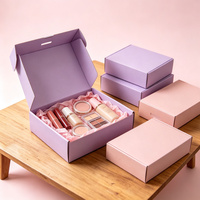 Boîte d'expédition en carton ondulé personnalisée avec logo rose et violet pour cosmétiques, échantillon gratuit, pour emballage cadeau