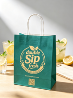 Sac en papier rose à motifs floraux et de papeterie, idéal pour les cadeaux et les faveurs de mariage