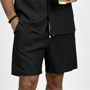 Pantalones Cortos de Lino para Hombre, Color Sólido, Cintura con Cordón, Casuales, de Playa, Largura Media, Estilo Bermuda, Varios Colores Disponibles - Product Image 4
