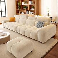 Canapé droit moderne pour petit appartement, style crème, revêtement en tissu chenille, mobilier de salon simple