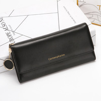 Dompet Wanita Panjang Baru Merek Eropa dan Amerika Serikat Tas Genggam Kapasitas Besar Retro Dompet Koin Lipat Tiga Warna Polos
