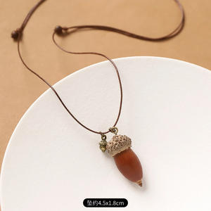 Collier pendentif tendance, accessoires rétro, collier en graines de plantes naturelles pour femmes, vraies graines, collier long pour pull d'hiver - Product Image 4