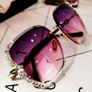 Gafas de Sol de Lujo Vintage con Degradado, Gafas de Sol Cuadradas de Metal con Pedrería para Mujer, 2021 - Product Image 4