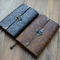Carnet de notes créatif en cuir véritable journal de bureau vintage gravé avec serrure
