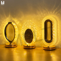 Lampe de table sans fil rechargeable en cristal, motif étoile, pour restaurant, LED, plume de paon, veilleuse lune, luxe, chambre à coucher
