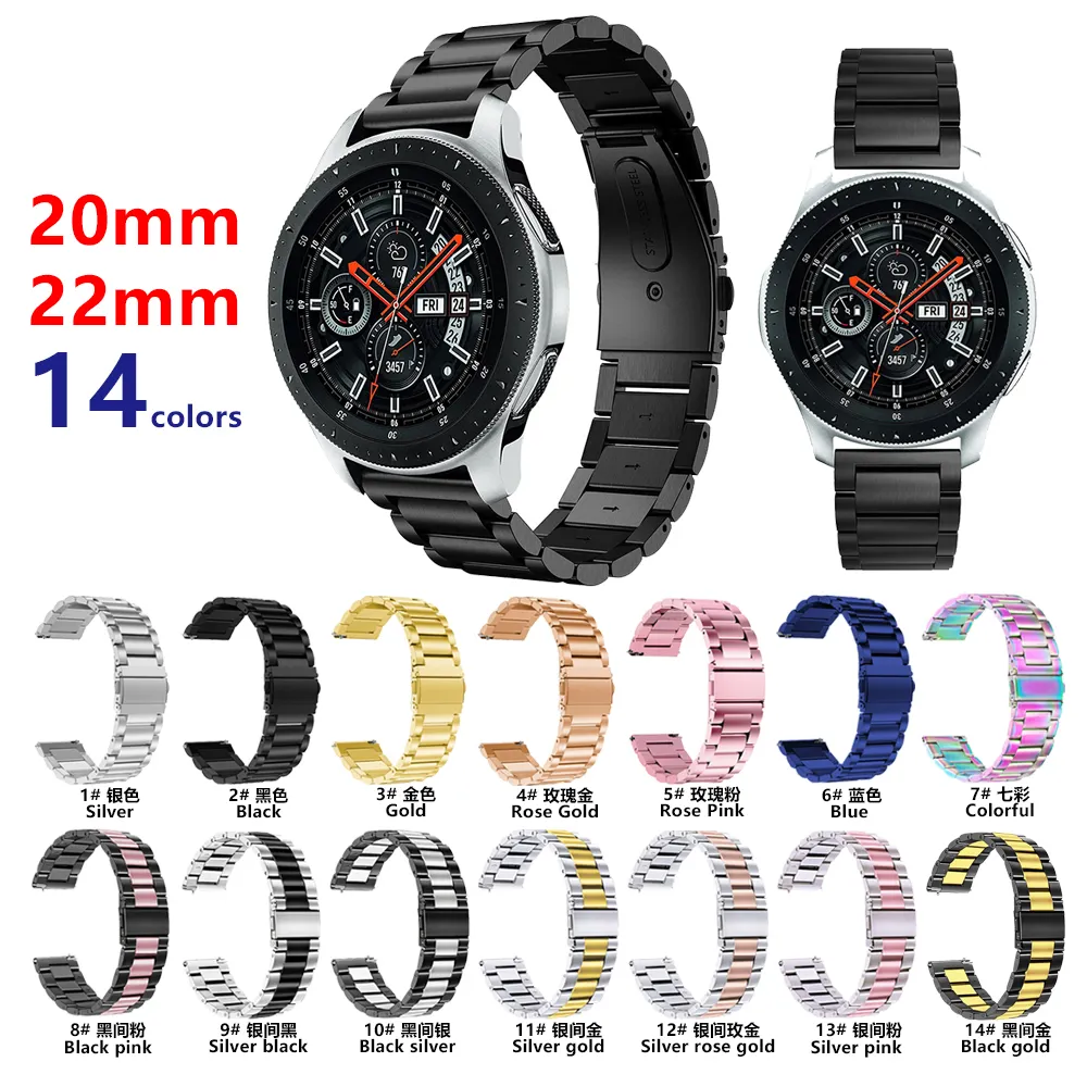 ShanHai สายนาฬิกาสแตนเลส,สายเหล็กสแตนเลส20มม. 22มม. สำหรับ Samsung Galaxy 46มม. เกียร์ S3นาฬิกา3 45มม. R840แอคทีฟ2 40มม.