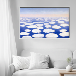 Serene Blue Surreal <b>Floating</b> Clouds Printed Canvas Artwork,WHITE <b>FRAMED</b> CANVAS - Product Image 3