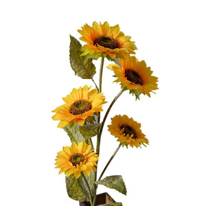 EM3328 Vente <span class=keywords><strong>en</strong></span> gros à prix réduit, faux tournesols <span class=keywords><strong>en</strong></span> soie, têtes multiples, longues tiges, tournesols artificiels pour la décoration de la maison et des mariages - Product Image 3